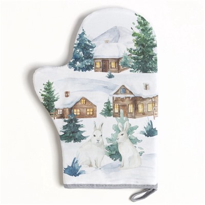 Варежка-прихватка новогодняя Forest animals 20×27 см, саржа, 100% х/л, ватин 250 г/м²