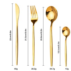 Набор столовых приборов на 6 персон, нержавеющая сталь, цвет золото