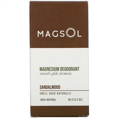 Magsol, дезодорант с магнием, сандал, 95 г (3,2 унции)