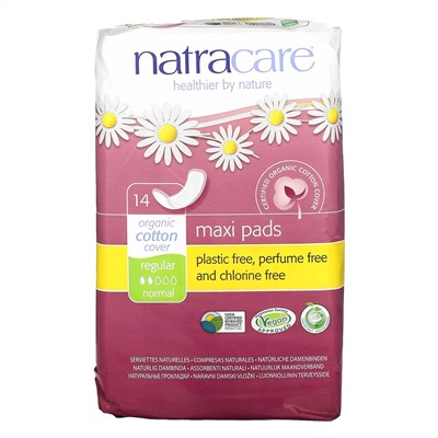 Natracare, макси-прокладки, обычные, 14 штук