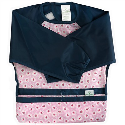 Green Sprouts, Snap & Go Easy Wear Long Sleeve Bib, 12-24 Months, Pink Blossom, 1 Count