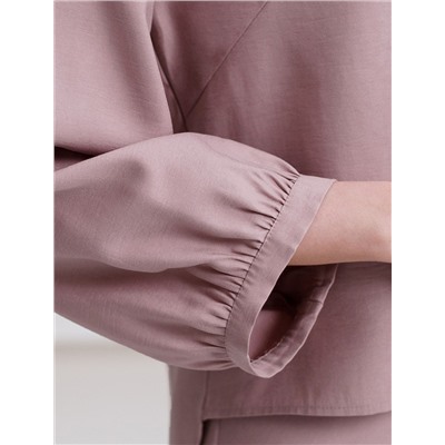 Укороченная блузка с V вырезом из плотного лиоцелла