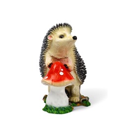 Садовая фигура из полистоуна «Ёж с грибом», 38×22×38 см