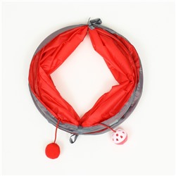 Туннель для кошек с игрушкой, 50×25 см, красный