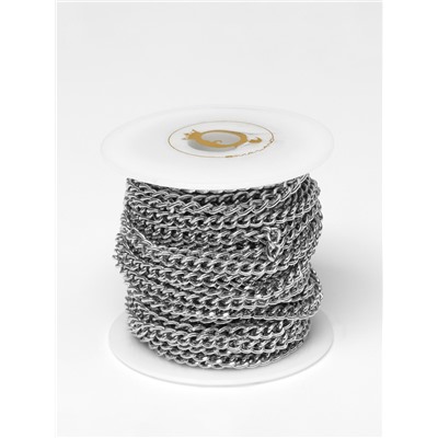 Цепочка железная без карабина на бобине, 0.4×0.4×0.11 см, L=10 м, цвет серебро