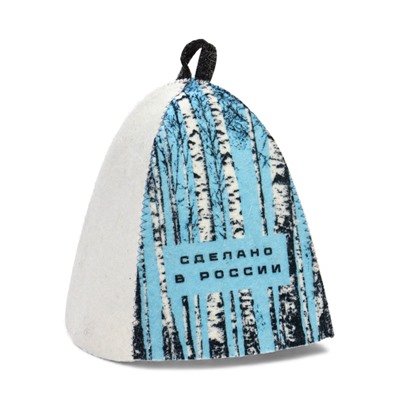 Шапка для бани и сауны «Берёзки и небо», полиэфир, шерсть, белая