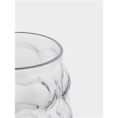 Графин «Рельеф», 1 л, 13×13×24 см, со стаканом 350 мл, с бамбуковой крышкой, стекло, прозрачный