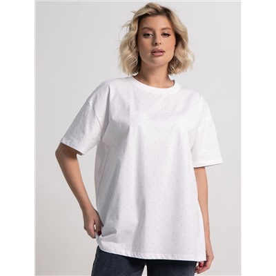 Футболка Ия (белая/стразы) Б15235-4М