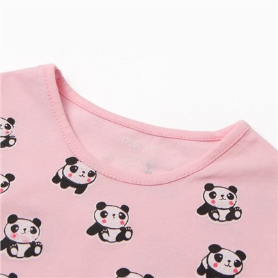 Пижама для девочки (футболка/бриджи), розовая, рост 116 см