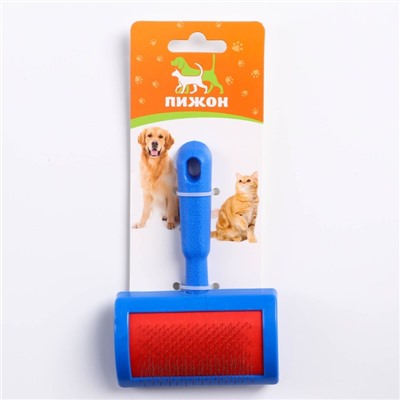 Пуходерка без капель полукруглая, 8.5×13 см, синяя