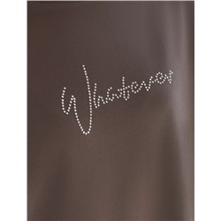 Футболка оверсайз с принтом стразами из премиального хлопка с эластаном