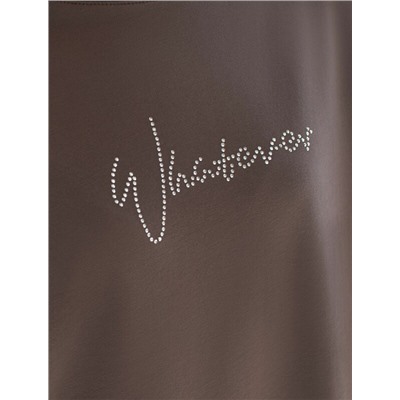 Футболка оверсайз с принтом стразами из премиального хлопка с эластаном