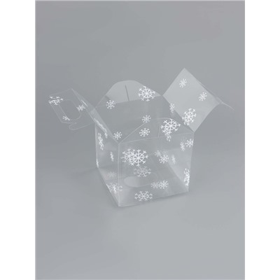 Коробка подарочная новогодняя складная ПВХ «Праздничное настроение» 11×11×11 см .