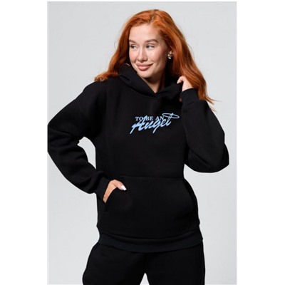 8578 толстовка женская оверсайз (Черный_ангел)