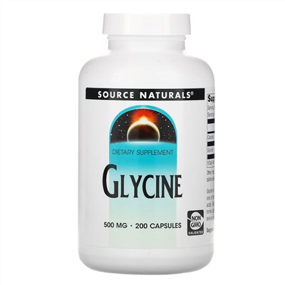 Source Naturals, глицин, 500 мг, 200 капсул
