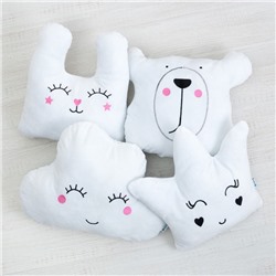 Подушка декоративная «Этель. Зайка», белая, 48×38 см, велюр