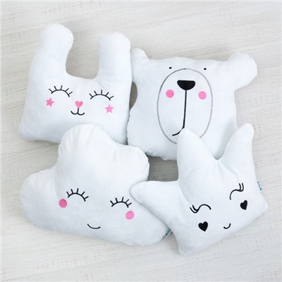 Подушка декоративная «Этель. Зайка», белая, 48×38 см, велюр