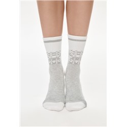 Набор женских носков 2 пары, с орнаментом, цвет серый меланж / бежевый меланж