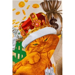 Полотенце пляжное Денежный кот (Бежевый)