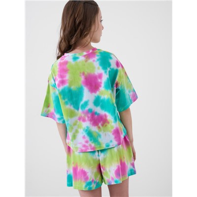 Комплект трикотажный для девочек: фуфайка (футболка), шорты