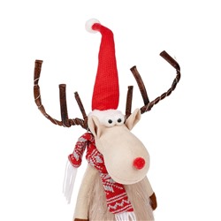 Фигура текстиль «Новогодний лосик» 58 см, 10 LED, от батареек CR2032×1, свечение тёплое белое