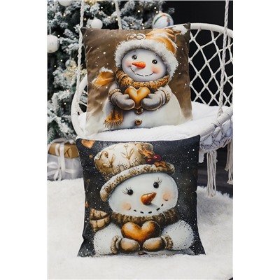 Наволочка декоративная новогодняя 2 шт 3D эффект велюр НАТАЛИ, 1221261