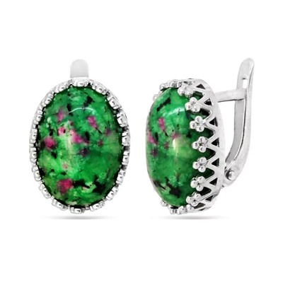 Серьги из серебра цоизит, СПН4064