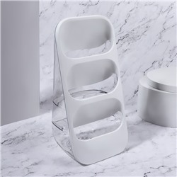 Органайзер для хранения косметики, 3 секции, 16.2×13.5×33.5 см, белый, прозрачный