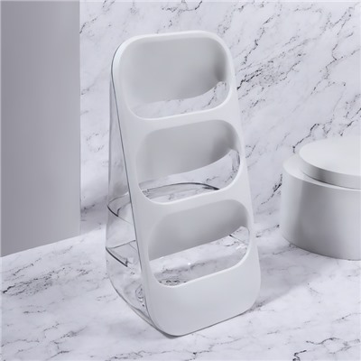 Органайзер для хранения косметики, 3 секции, 16.2×13.5×33.5 см, белый, прозрачный
