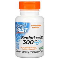 Doctor's Best, бенфотиамин с BenfoPure, 300 мг, 60 вегетарианских капсул