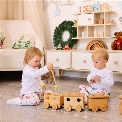 Пижама детская MINAKU New Year's cars, рост 68-74 см, белая