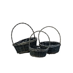 УЦЕНКА Набор корзин плетеных, 36 x 36 x 14 x 37см/30 x 30 x 12.5 x 32см/25x25x11x28см, ива