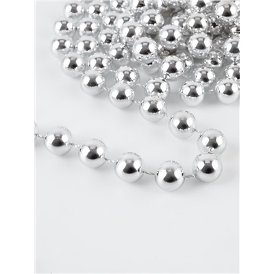 Бусы на нитях, 12 мм, 2 м, цвет серебряный