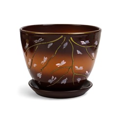 Горшок для цветов «Миндаль », 8 л, d=30 см, h=23 см, с поддоном, керамика, коричневый