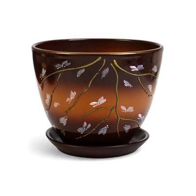 Горшок для цветов «Миндаль », 8 л, d=30 см, h=23 см, с поддоном, керамика, коричневый