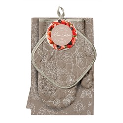 Комплект кухонный рогожка (прих18х18, рукавица 18х28, фартук 60х70) "Mia Cara" Жозефина