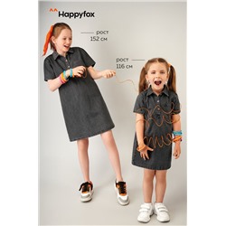 Джинсовое платье с коротким рукавом для девочки Happyfox