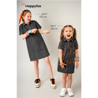 Джинсовое платье с коротким рукавом для девочки Happyfox