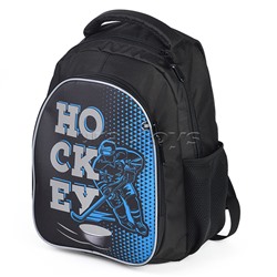 Рюкзак облегченный "Хоккей" с анатомической спинкой, 2 отделения на молнии, на каждой молнии 2 бегунка, размер 40х32х16см, эргономичная анатомическая спинка, мягкие широкие регулируемые лямки, застежка спереди, внутри дополнительные отделения, органайзер