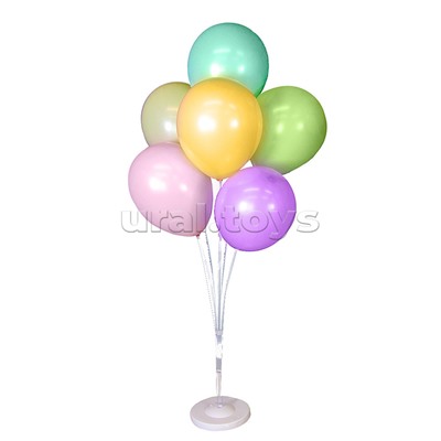 Стойка для шаров Фонтан, 7 насадок, 1 м, Белый/Прозрачный, 1 шт.