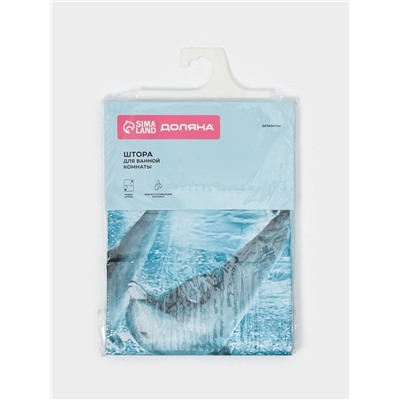 Штора для ванной комнаты Доляна «Дельфины», 180×180 см, PEVA