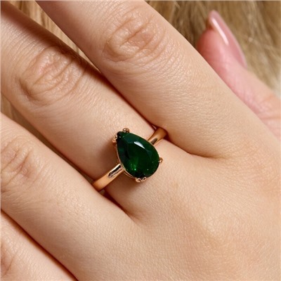 Кольцо 17 р ювелирная бижутерия коллекция "Дубай", покрытие позолота, вставка: фианиты, цвет: зеленый, арт.414.103-17