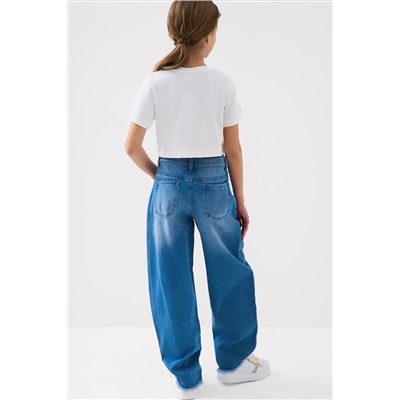 Брюки текстильные джинсовые для девочек PLAYTODAY, 1240107