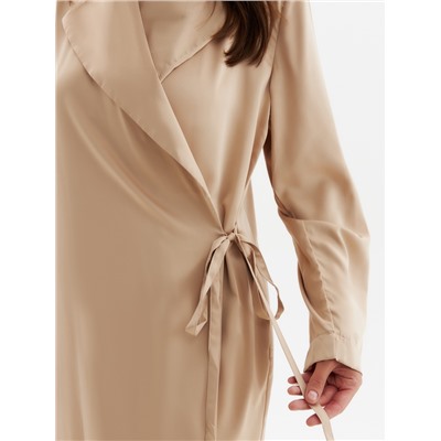 Халат домашний женский с запахом MINAKU: Home collection, бежевый, размер 48