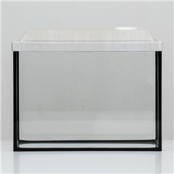 Аквариум «Прямоугольный» с крышкой, 15 л, 34×17×25/30 см, беленый дуб