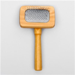 Пуходерка в деревянном корпусе, с каплями, 7.3×12.5 см