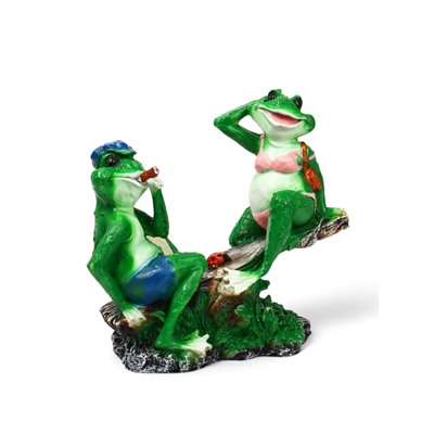 Садовая фигура из полистоуна «Лягушки на качелях», 37×17×38 см