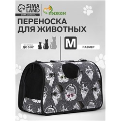 Сумка - переноска для животных «Зимние коты», размер M, 40×21×27 см