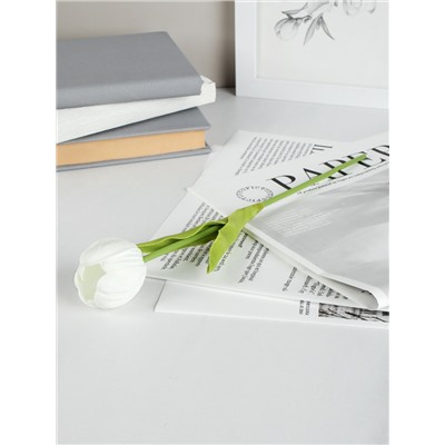 Цветок искусственный Тюльпан 32 см белые / GR-056 /уп 10/1200/латекс