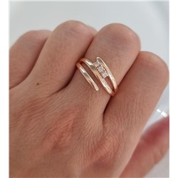 Кольцо коллекция Дубайское золото, покрытие позолота, цвет 18 К, р-р.23, арт.215.039-23